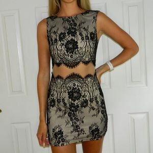 Black and nude lace dress